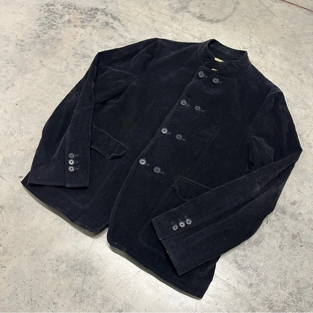 John Varvatos Black Stand Up Collar Coat Military Avant Garde Indie‎ Sleaze